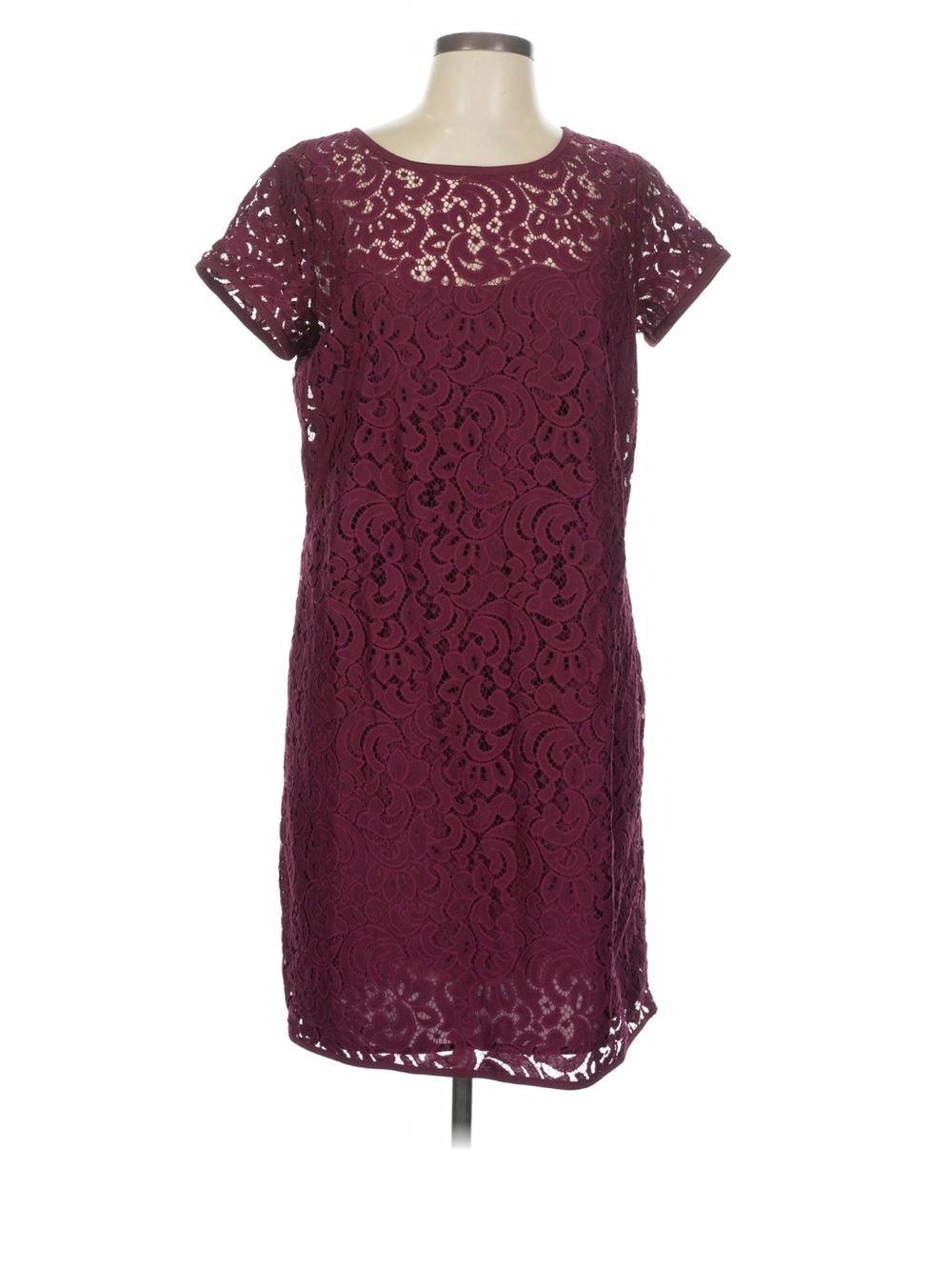 Loft, lace mini cocktail dress, cranberry, size 6